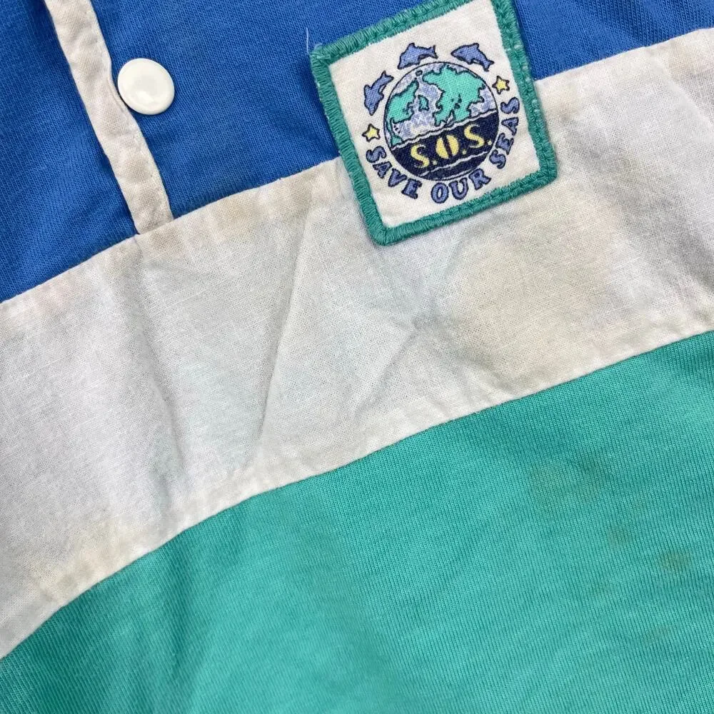 Vintage Carter's Color Block Save Our Seas T-Shirt & Shorts Set 24 Months USA